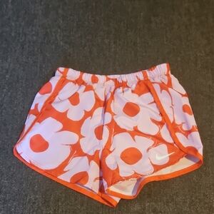 Nike Orange and White Floral Shorts